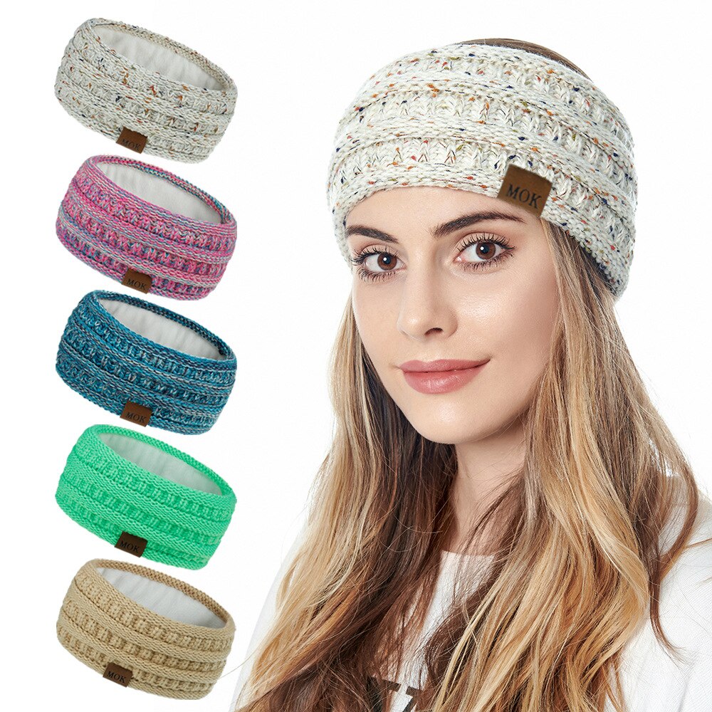 Inverno ao ar livre orelha mais quente headbands para as mulheres macio quente malha velo forrado faixa de cabelo para ciclismo ao ar livre caminhadas acampamento