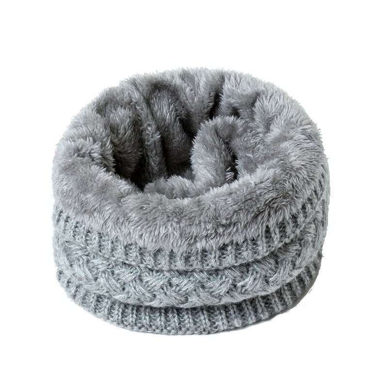 Unisex Winter Sjaal Vrouwen Warm Bont Dikke Snood Gebreide Ring Sjaals Kinderen Outdoor Solid Cashmere Beanie Bufanda: WJ75-13