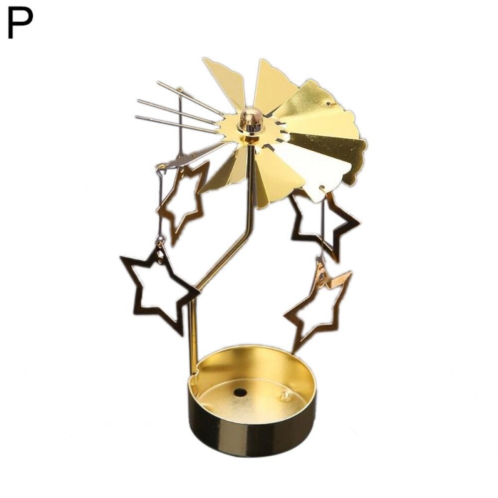 Carrusel giratorio de Metal para decoración del hogar, soporte para Vela, luz de té, molino de viento de transferencia giratorio,: Star