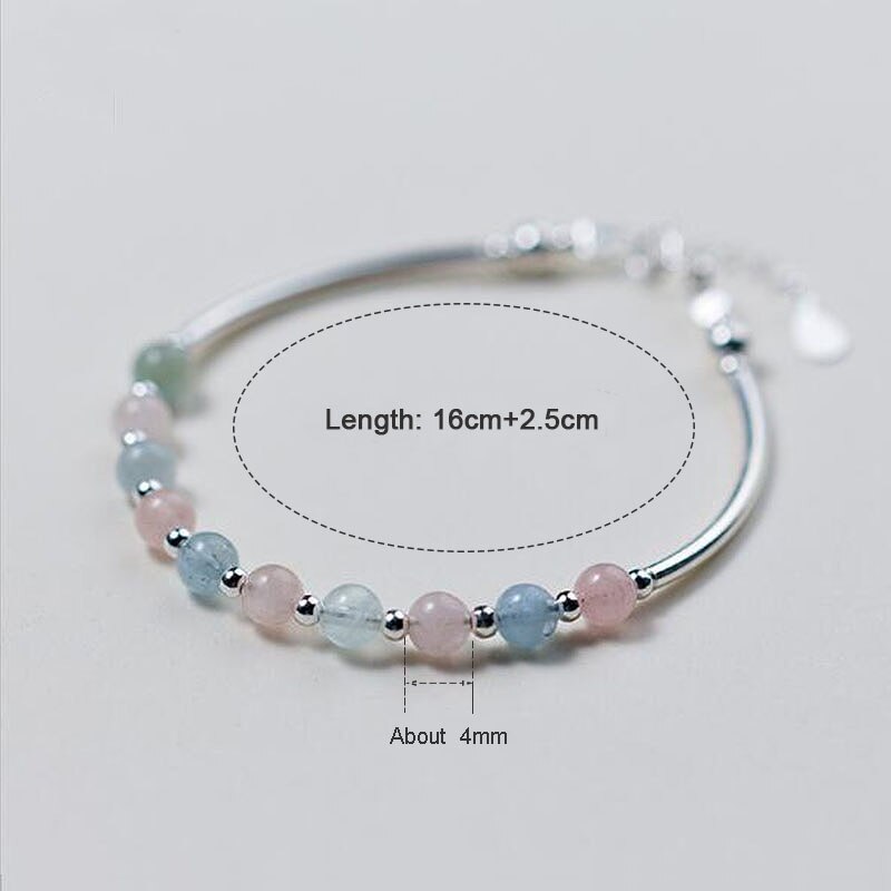 Ruifan coloré naturel Morganite Bracelet 925 en argent Sterling Bracelets pour femme femme à la argent 925 bijoux YBR009