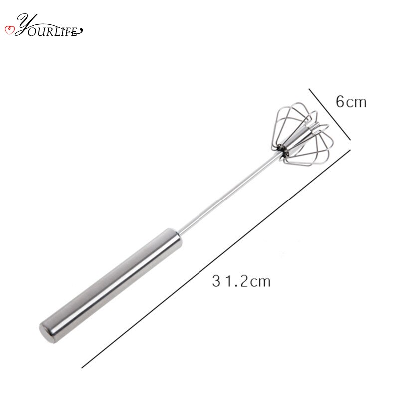 OYOURLIFE Semi-automatic Egg Beater Stainless Steel Egg Whisk Manual Hand Mixer Self Turning Egg Stirrer Kitchen Egg Tools
