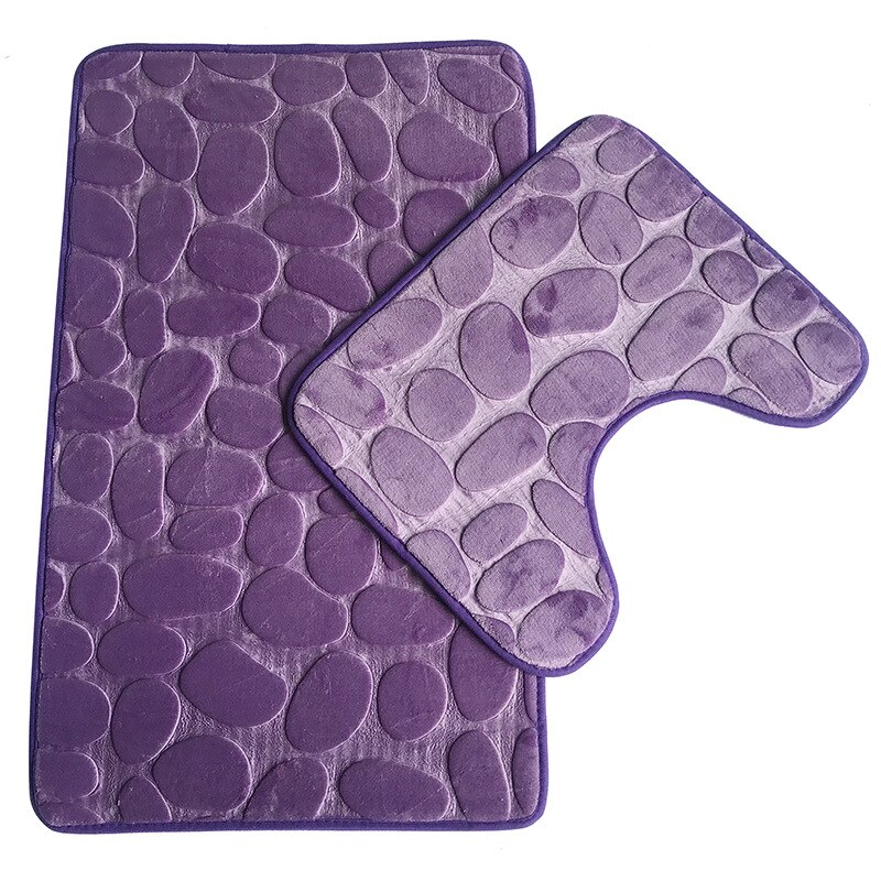 Set Van 3 Badkamer Badmat Set Wc Zachte Antislip 2Pcs Badmat Badkamer Tapijt Douche Tapijten Set wc Deksel Cover Vloermatten: purple-2PCS