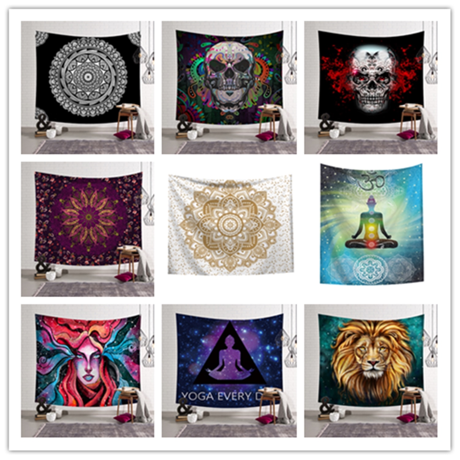 Heimtextilien Schleif Tapisserie 95x73cm Indische Mandala Wandbehang Tisch Tuch Tür Vorhang Handgemachte Wohnheim Dekor Kunst wandteppich