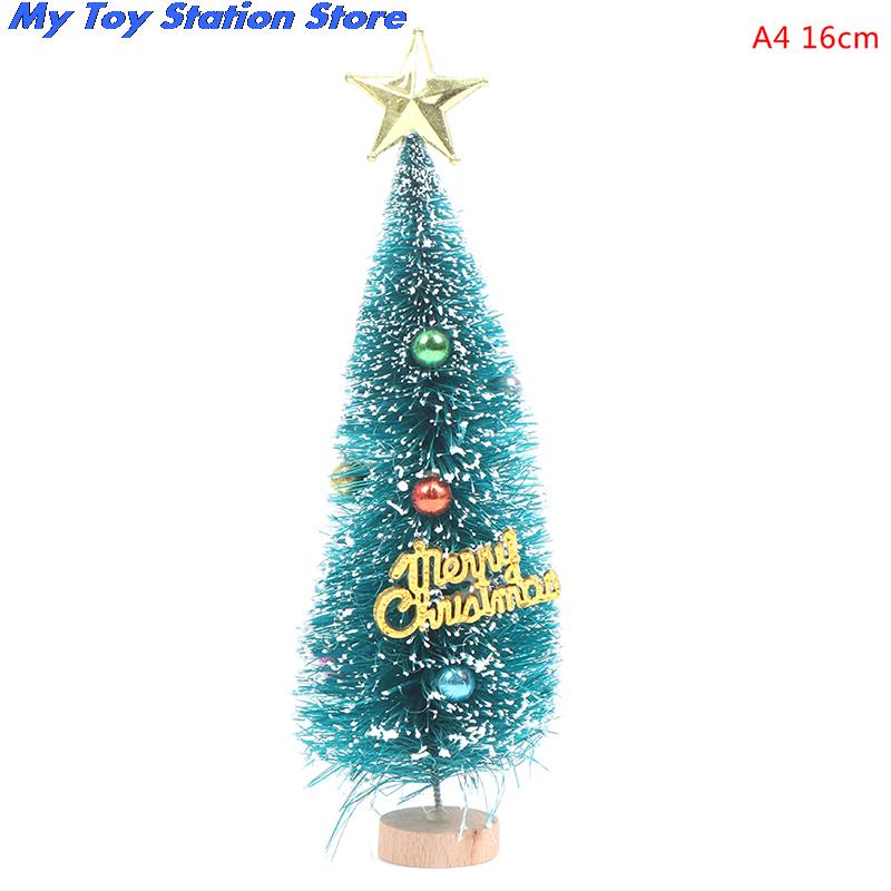 1PC 12.5cm/16cm Mini Christmas Tree Gold Green Small Pine Tree Sisal Placed In The Desktop Year Xmas Party Ornaments