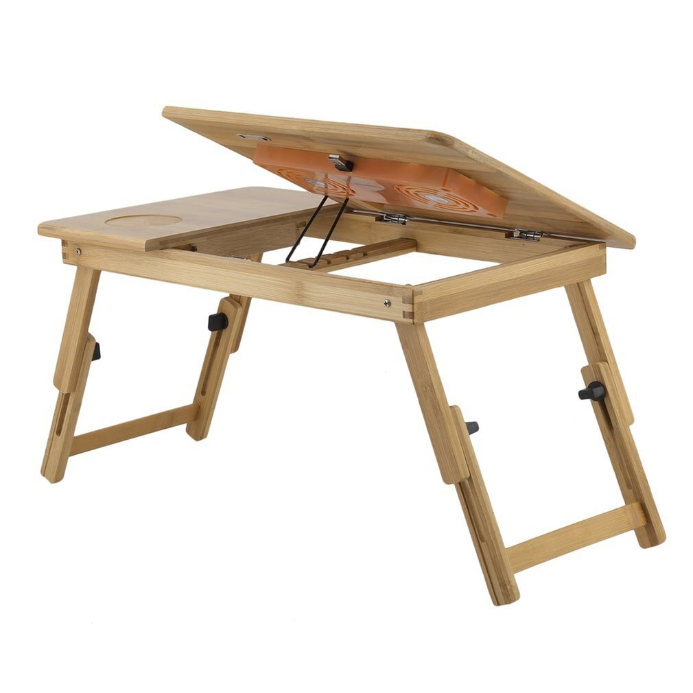 Foldable Portable Bamboo Computer Stand Laptop Desk With/Without Fan Tea Serving Bed Dining Table Laptop Notebook Table