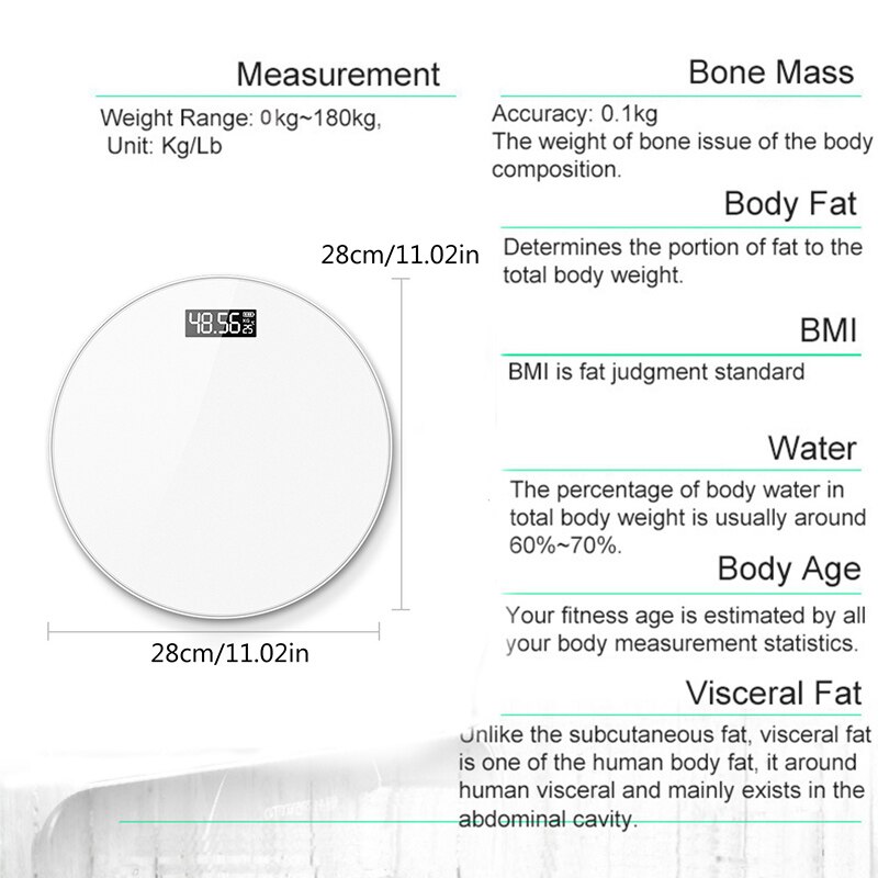 bascula digital peso corporal pesas bascula baño peso digital bascula peso corporal electrónica portátil, balanza de peso duradera para el hogar báscula de cuerpo humano pequeño pantalla LCD de vidrio templado