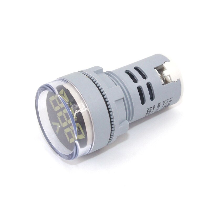22mm led digital displaymåler volt spændingsmåler indikator signal lampe voltmeter lys tester combo måleområde 1-500v ac: Hvid
