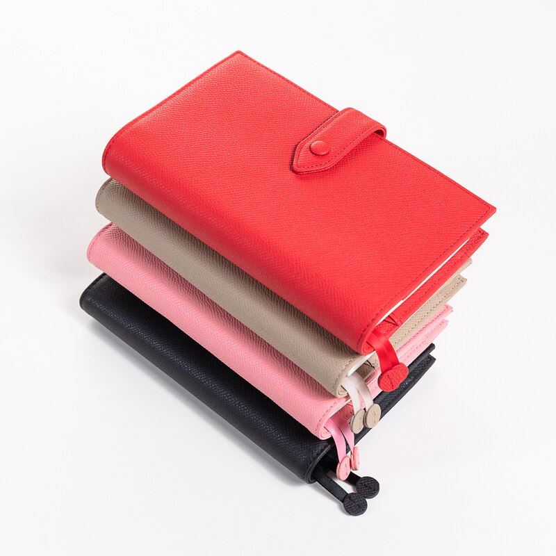 Amnery Lederen Notebook Cover, A6 Slanke Hervulbare Met Pen Lus En Kaartsleuven