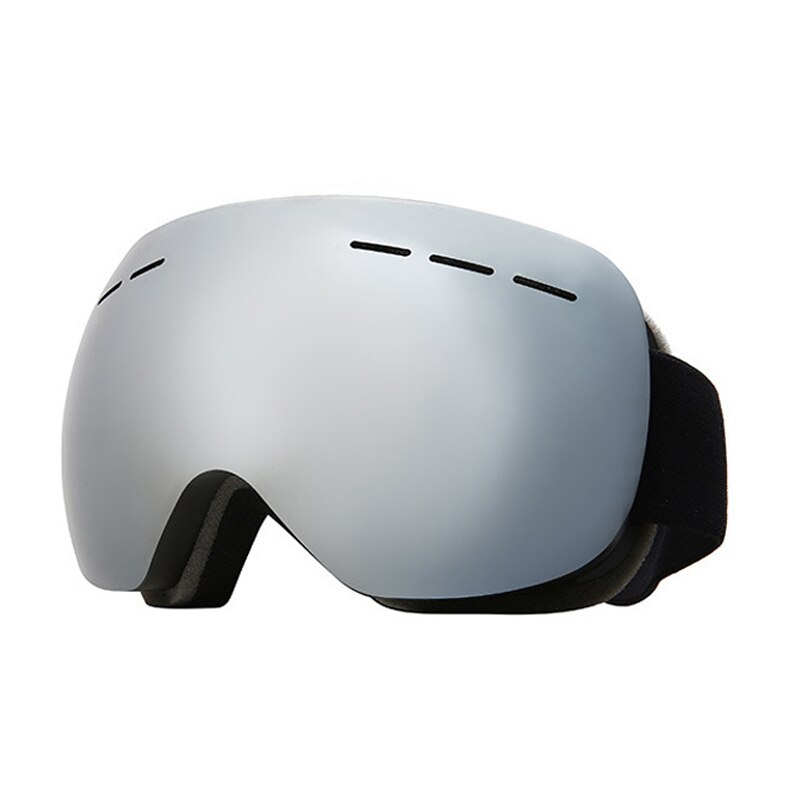 Winter Anti-fog Skating Skiing Goggles Spherical Broad Vision Snowboard Ski Glasses Outdoor Windproof HD Snowmobile Goggles: Silver