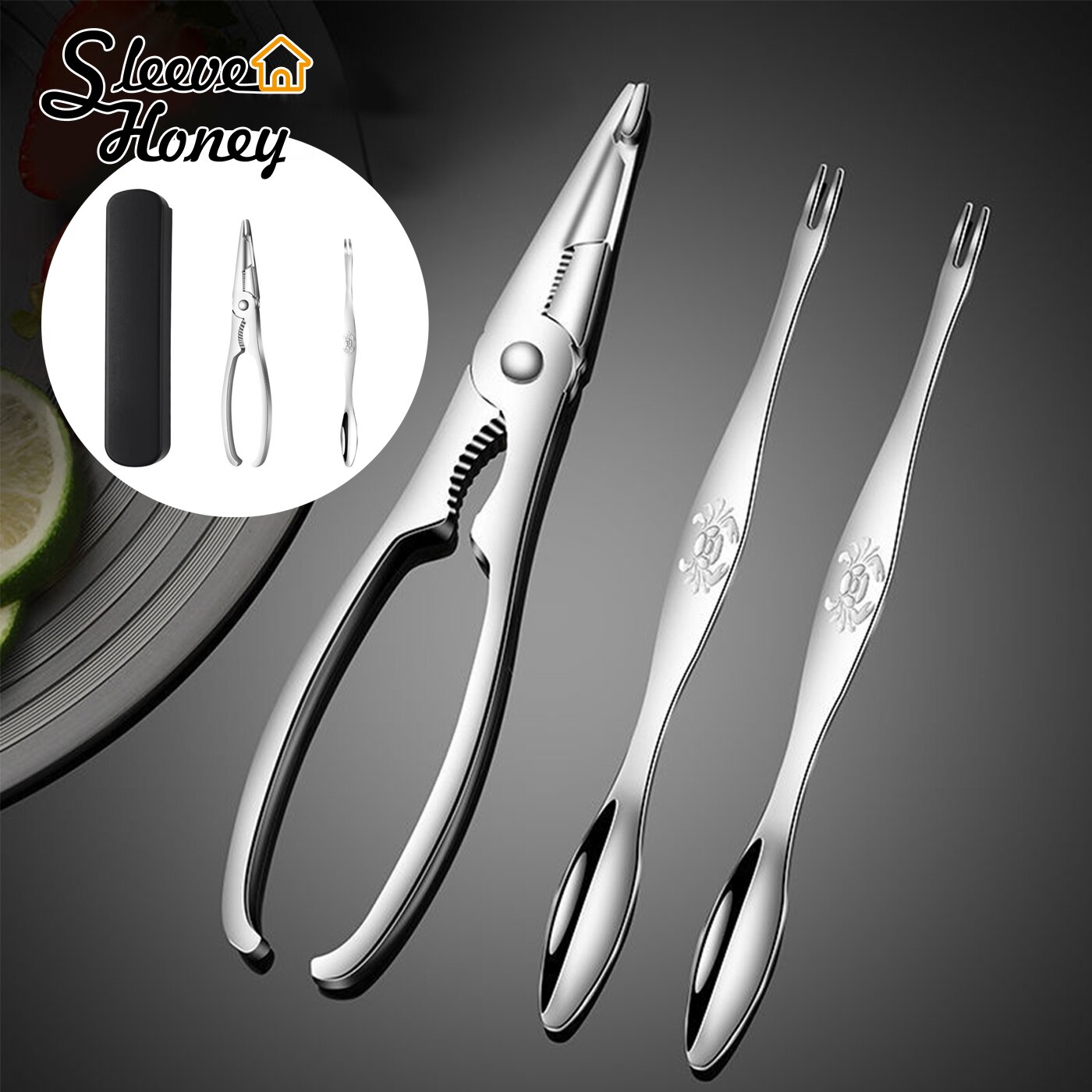Seafood Tool Set Stainless Steel Crab Tool Durable Practical Lobster Crab Claw Cracker Leg Fork Picks Spoons Kitchen Accessories