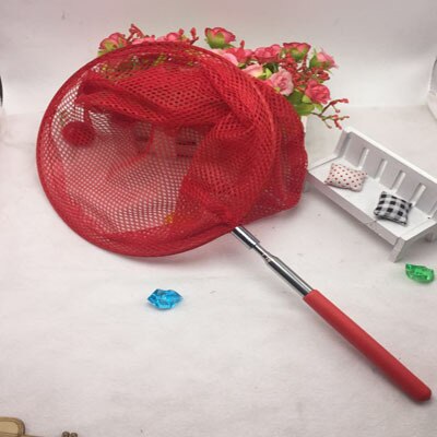 Pliant résille télescopique petit poisson extensible jusqu'à 83cm enfants papillon Net attraper insectes insectes jouets pour enfants jeu: Rouge