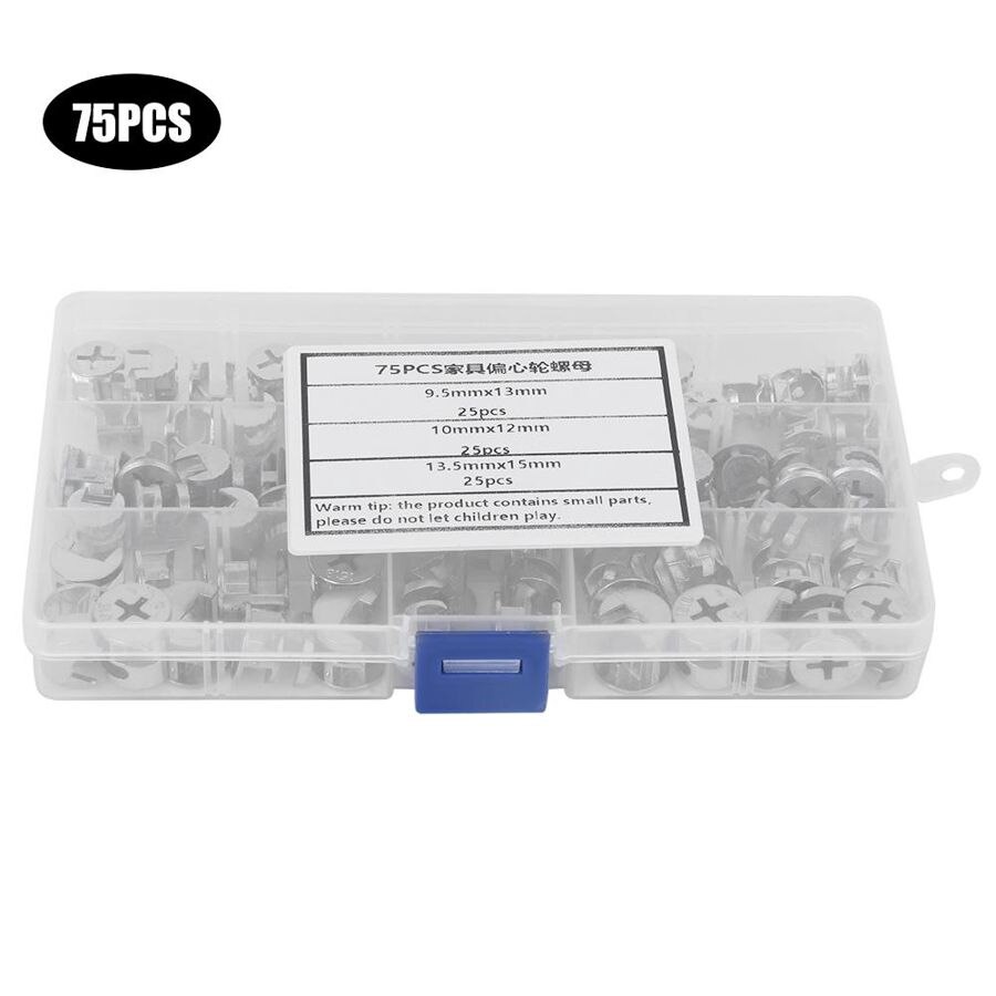 fasteners for woodworking self tapping inserts 75Pcs Cam Nut Furniture Eccentric Wheel Nut Set 3-in-1 Connector