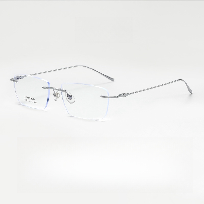 Montura de gafas YIMARUILI ultraligera sin montura para hombre, monturas de gafas simples de titanio puro de lujo súper ligeras para mujer 233525 WK: Negro