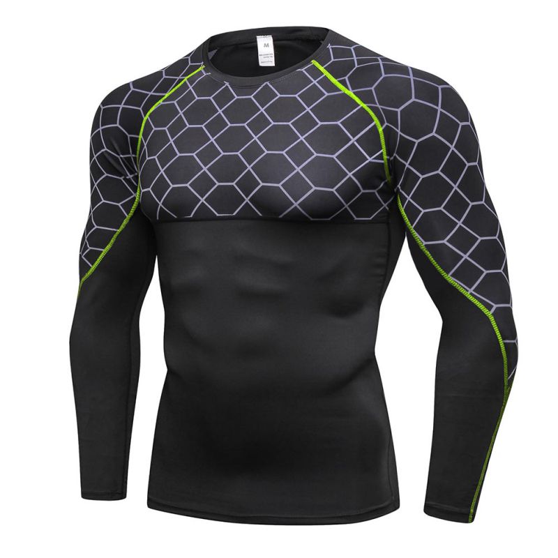 Man Quick Dry Compression Shirt Long Sleeves T Shirt Plus Size Fitness Clothing Solid Colorquick Dry Bodybuild Fitness Shirt