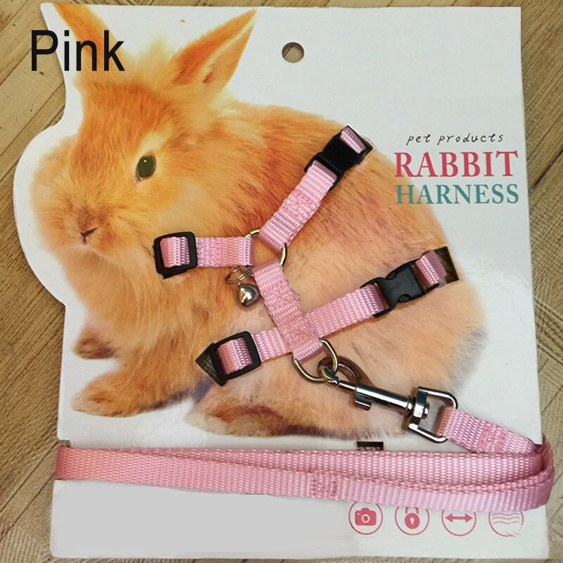 Arnés de hámster para conejos, chaleco con correa de malla Leas, arnés, conejillo de indias, animales pequeños, accesorios para mascotas: Pink