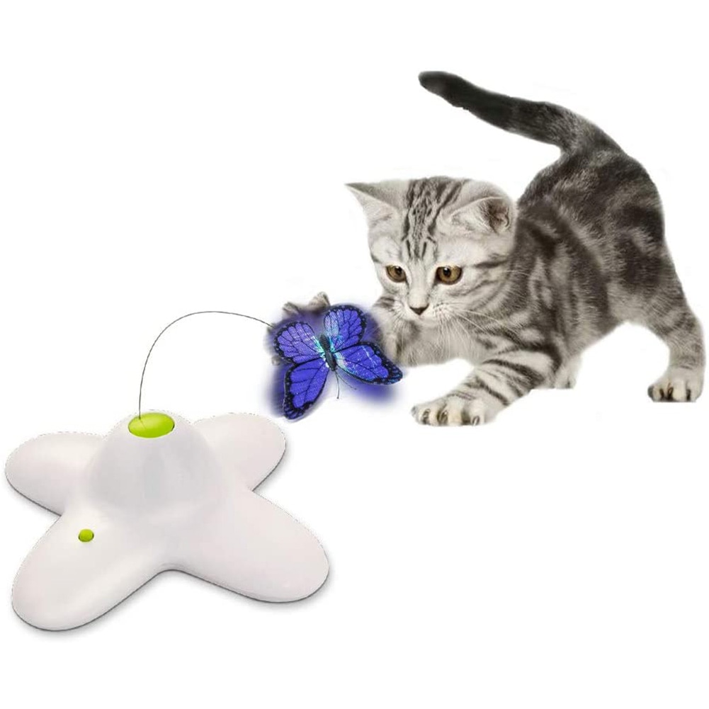 Automatische Kat Speelgoed 360 Graden Roterende Motion Activated Vlinder Grappig Speelgoed Huisdier Katten Interactieve Flutter Bug Puppy Knipperende Speelgoed