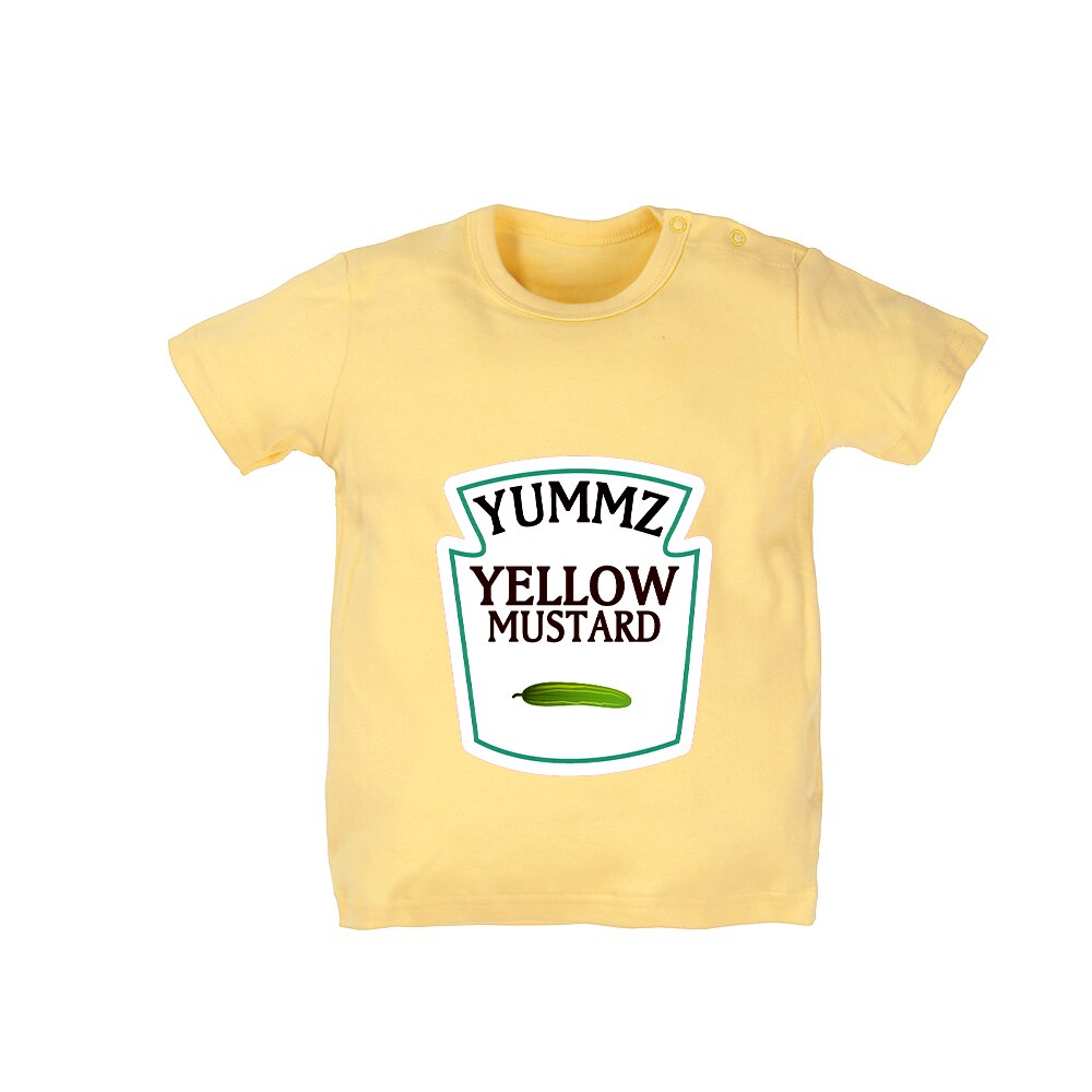 2018 Nuovo Disegno Yummz Pomodoro Ktechup e Giallo Senape T-Shirt Giallo e Rosso Del Bambino di 1-4 t