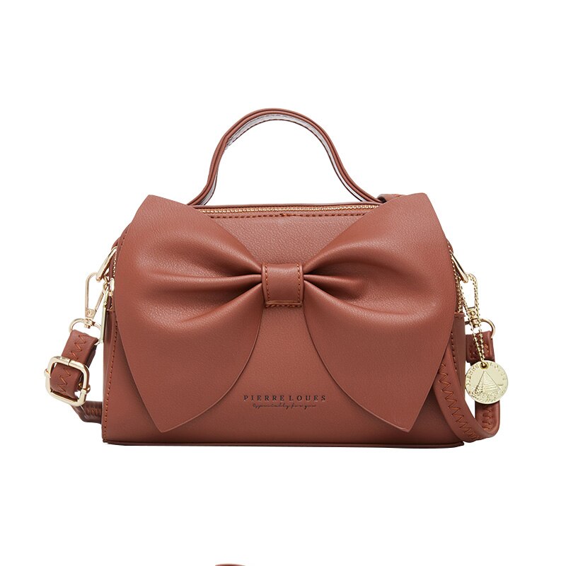 Mulheres elegantes bolsas de couro feminino ombro crossbody sacos para as bolsas femininas alta qualidade senhoras mensageiro sacos mão arco novo: Brown