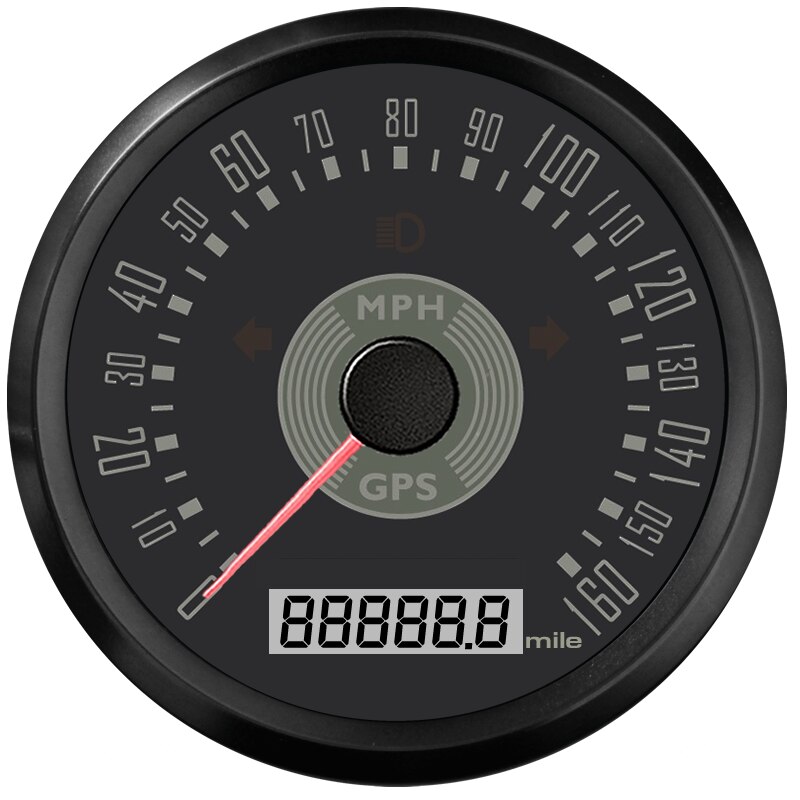 Velocímetro GPS clásico para coche y motocicleta, medidor de velocidad impermeable, 85mm, kilometraje Total ajustable, 9-32V, con retroiluminación: 160M-Classic-BN