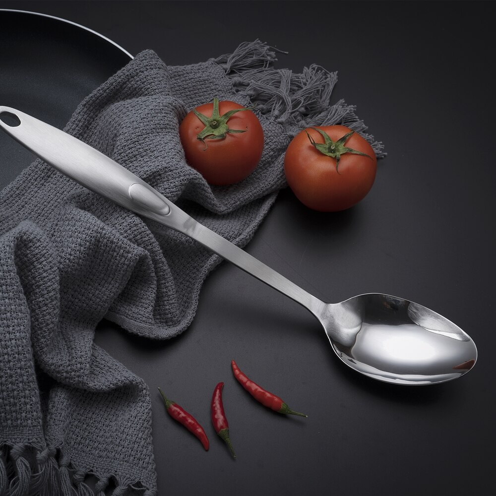 Slotted Turner Cookware High Grade #430 Stainless Steel Skimmer Slotted Spoon Soup Ladle Fork Kitchen Accessories Cooking Tool: Spoon