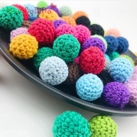 16-20mm Baby Ronde Houten Kralen Gehaakte Kleur Mix Bal 50 Stks Hout Bijtring Decoratie Rammelaar Toy accessoires Beste: 20mm