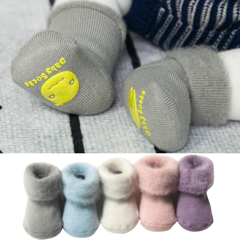 Leuke Effen Kleur Wollen Sokken Winter Dikke Baby Badstof Sokken Warme Pasgeboren Katoen Jongens Meisjes Leuke Peuter Sokken