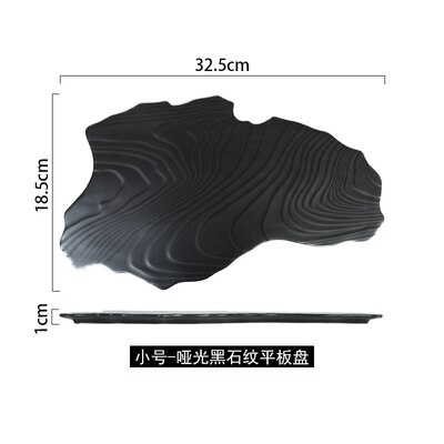 Western Plate Black Irregular Shape Steak Plates Restaurant Food Decoration Plate Swing Fruits tray Porcelain Dish: 04
