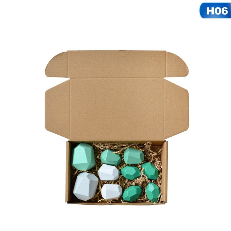 Kinderen Houten Regenboog Kleur Steen Bouwsteen Educatief Speelgoed Creatieve Nordic Stijl Stapelen Spel: H06-10Pcs