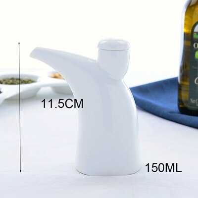 Bouteilles en porcelaine blanc clair d'huile vinaigre | Petit distributeur d'huile en céramique, bouteille d'huile d'olive créative, distributeur de sauce bbq: A