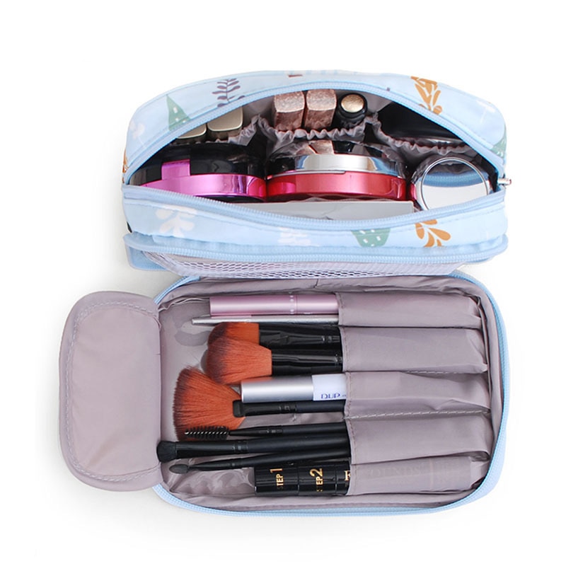 Novo à prova dwaterproof água saco de maquiagem portátil dupla camada de alta capacidade viagem cosméticos organizador sacos de higiene pessoal feminino kit para toalete