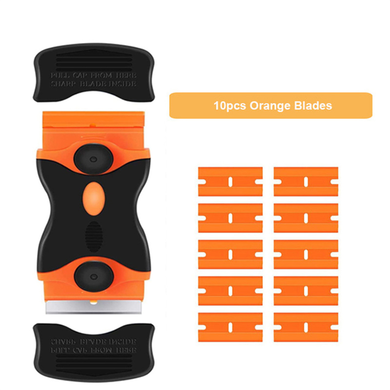 Multi-Purpose Mini Razor Blade Scraper Set Cleaning Tool for Scraping Labels Decals Stickers Auto Glass Cooktop Stove Window: Red, Silver Tone