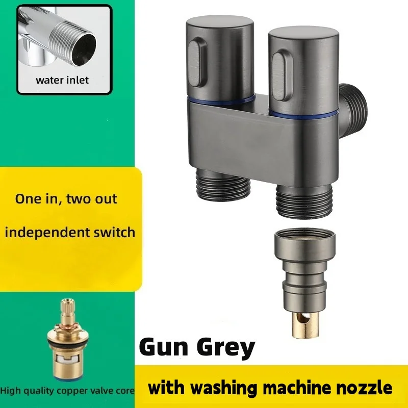 Washing Machine Faucet Automatic Water Stop Valve G1/2 Connector 1 In 2 Out Dual Control Valves for Bathroom Toilet Accessories: light yellow