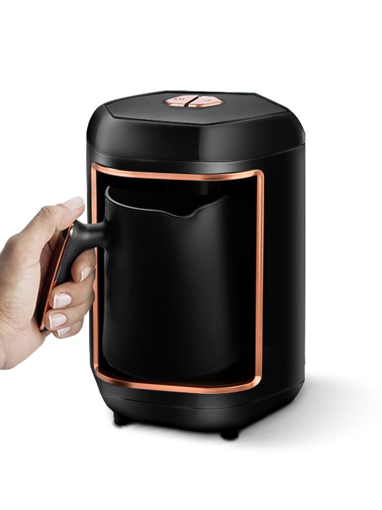 600W Automatic Turkish Coffee Maker Machine Cordless Electric Coffee Pot Food Grade Moka Coffee Kettle Portable travel EU: black
