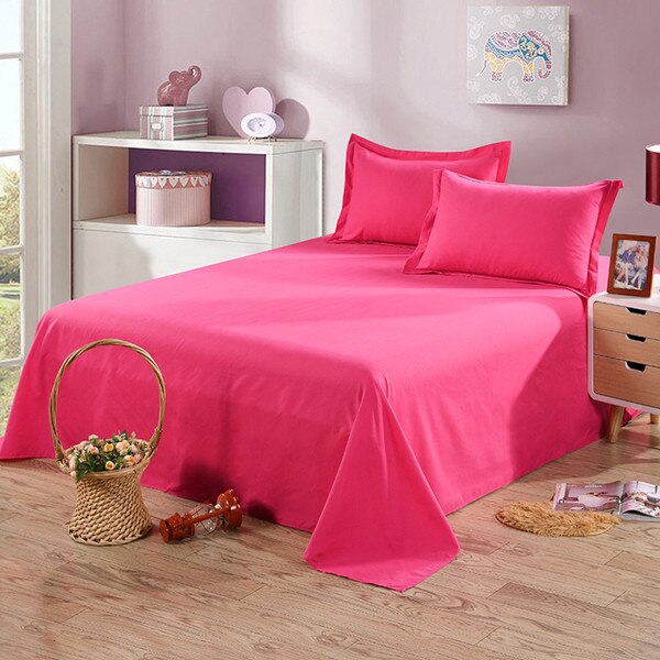 Solid White Flat Sheet Polyester Bedding Sheets Sanding Flat Bed Sheet For Adults Children Students XF338-1: Rose Red / 1pc sheet 230x230cm