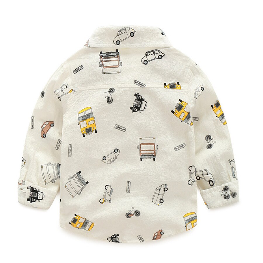Camisa de algodão para crianças, blusa da moda para bebês meninos e meninas, camisa casual de algodão para primavera e outono com estampa de desenhos animados