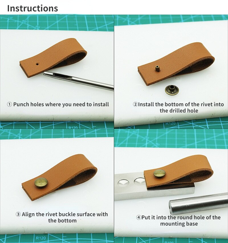 Double-sided Hit Nail Punch Rivet Punch Plane Mushroom Nail DIY Leather Carving Four-button Installation Tool