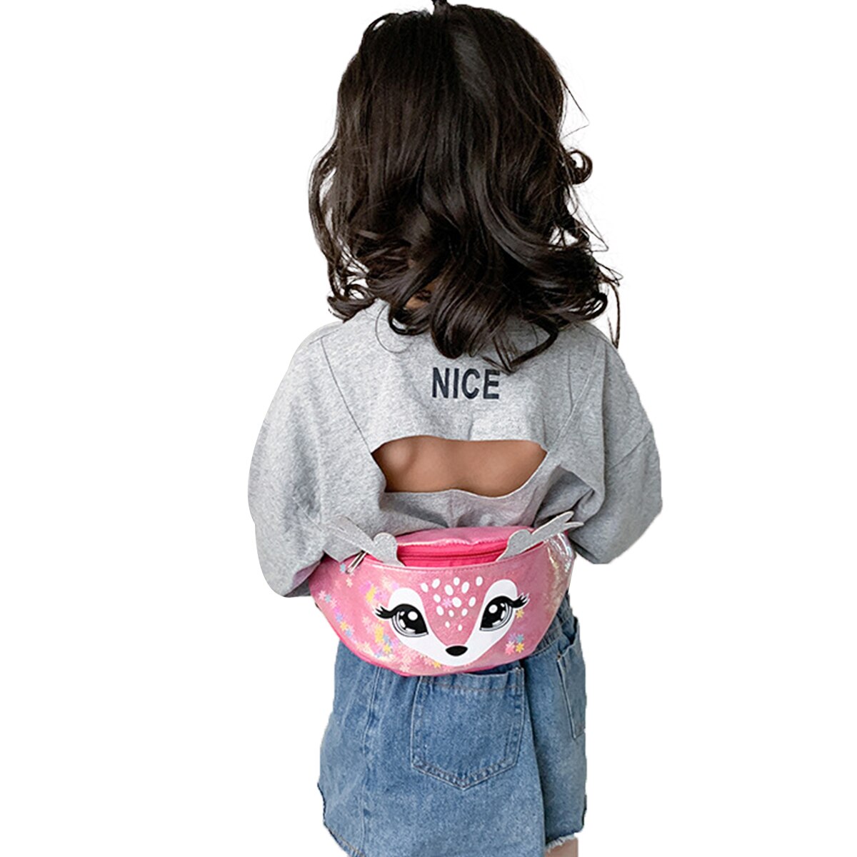 Pudcoco-riñonera pequeña con dibujos de animales para mujer y niña, bolso con cinturón para , multicolor