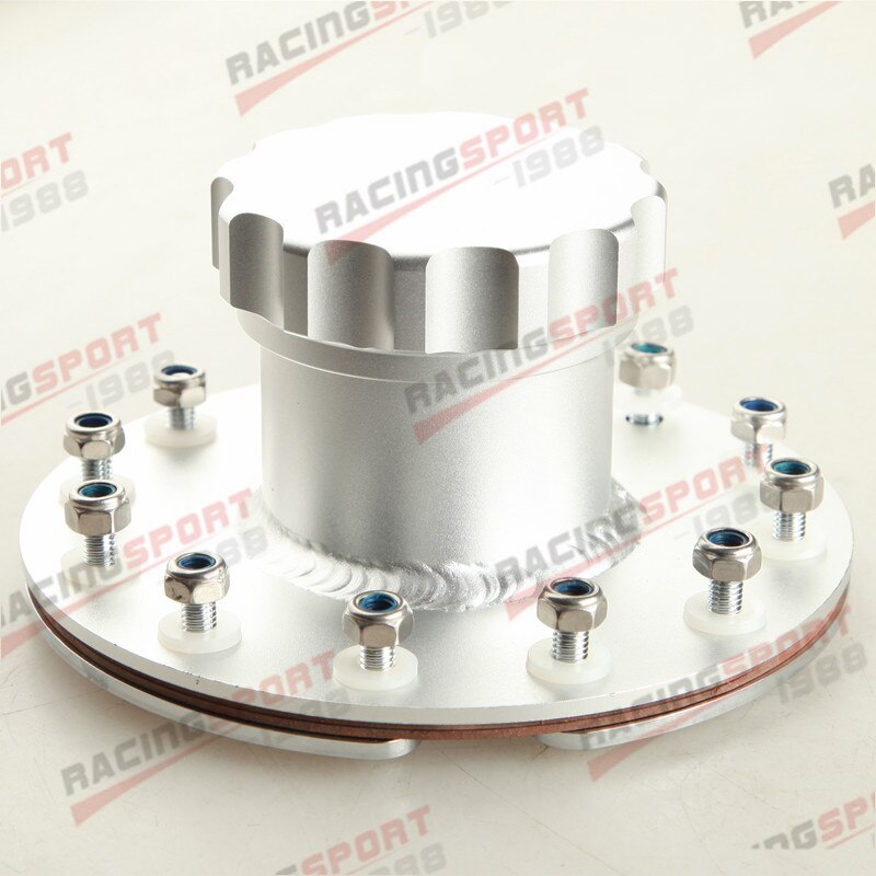 Billet Aluminum Fuel Cell Fast Fill Filler Neck 12 Bolt Flange + Cap Black/SILVER: SILVER