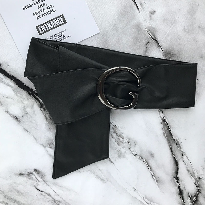 Ceinture pour chemise longue pour femmes, large à la taille, à la , vêtements, décoration, manteau dames, collection automne-hiver cuir synthétique polyuréthane noir