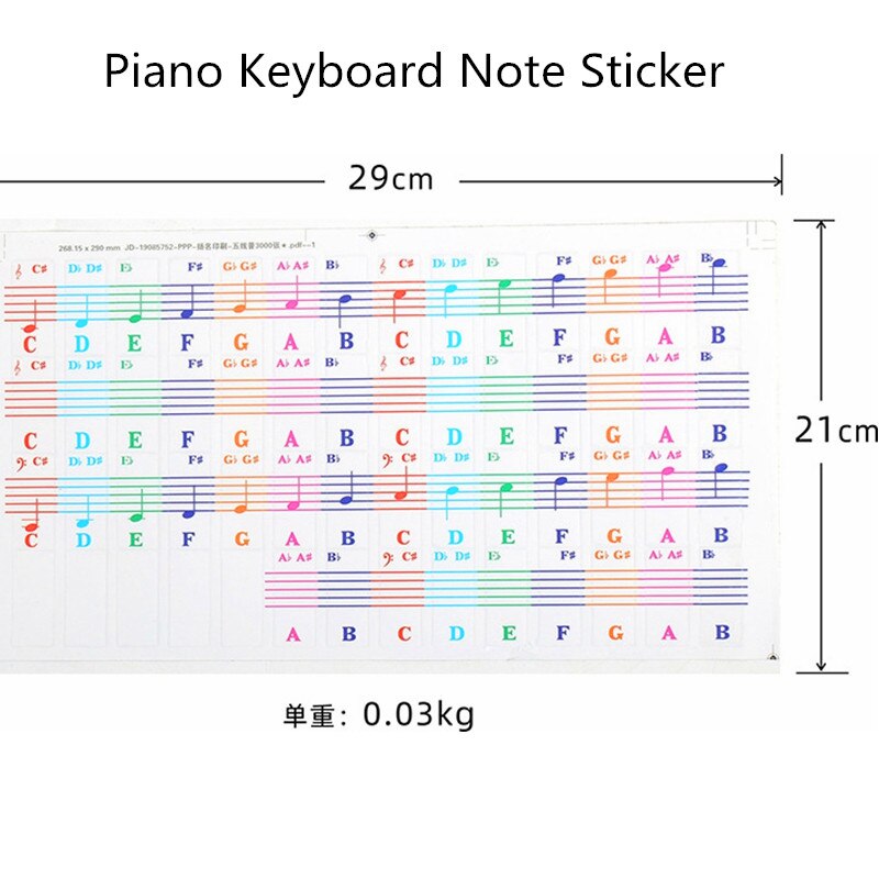 Zebra Bunte Klavier Tastatur Hinweis transparent Aufkleber für 61/88 schlüssel Elektronische Klavier Tastatur Weißen Tasten Klavier Lernenden praxis