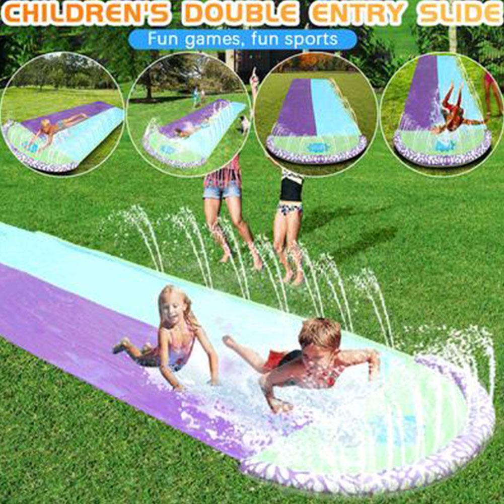 Dubbele Water Slide Mat Opblaasbare Surfplank Zomer Jet Spelletjes Spelen Gazon Water Sport Bed Outdoor Splash Speelgoed Waterskiin N6K0