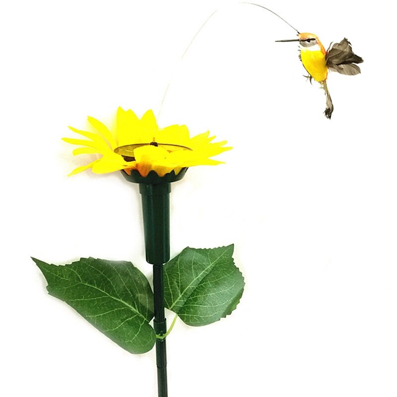 Op zonne-energie werkende vliegende, dansende, fladderende zonnebloemvlinders, kolibrie-tuindecoratie voor tuindecoratie op binnenplaatsen