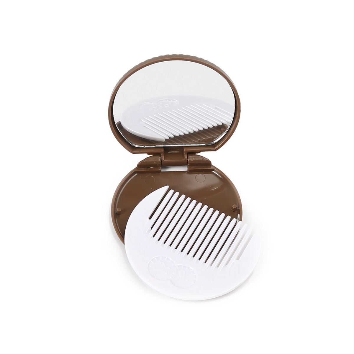 Mini pocket choklad kaka kex kompakt spegel med kam makeup: Brun