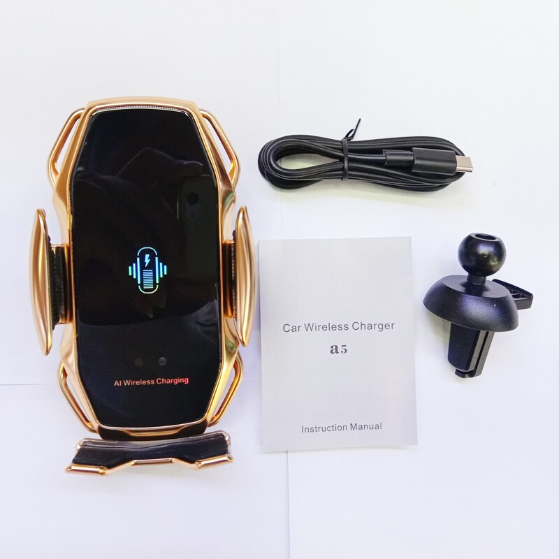 Senza fili Veloce Caricabatteria Da Auto A5 10W Per Android IOS Smartphone Del Telefono Mobile di Ricarica Veloce con Smart Sensor Auto di Montaggio fast Charger