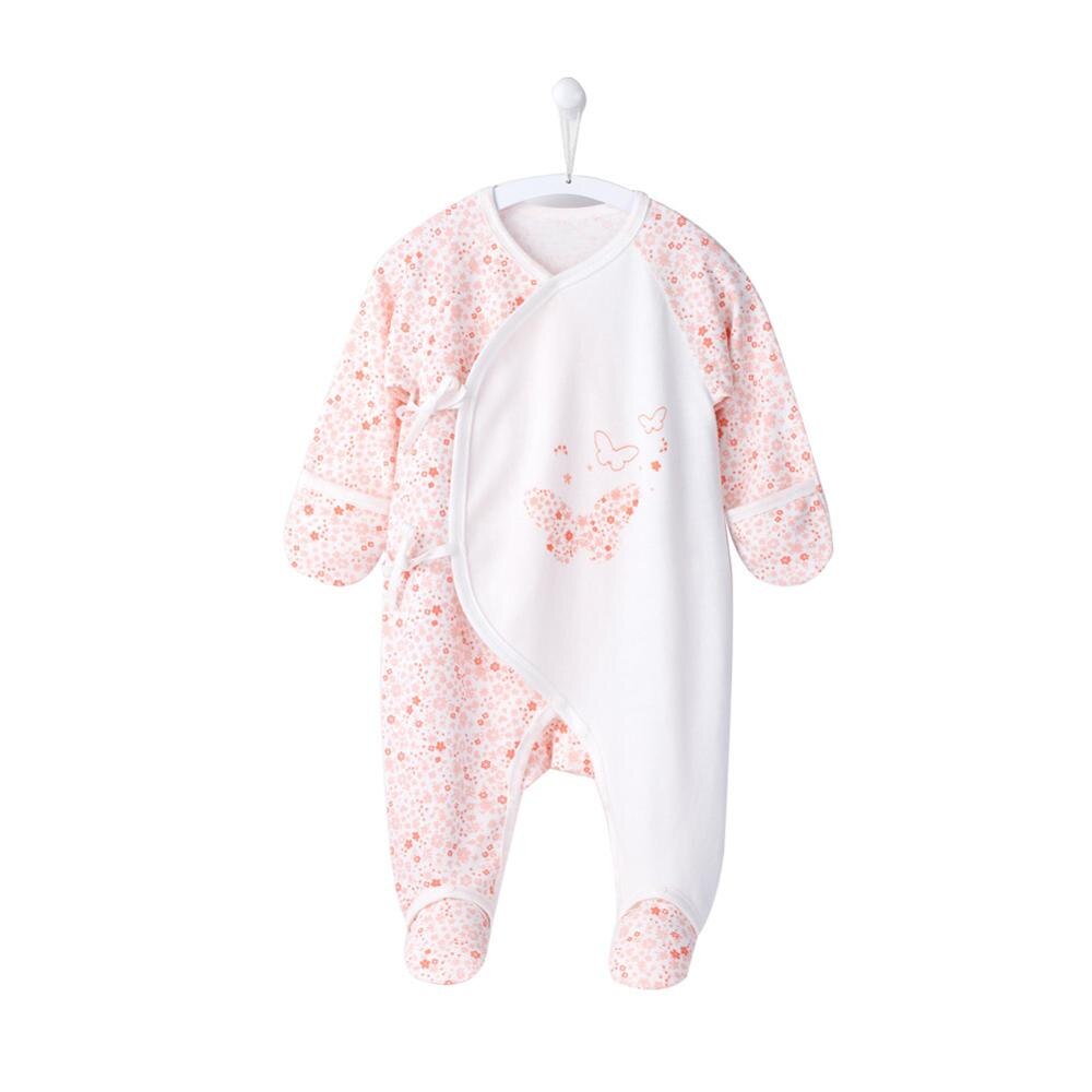 COBROO 2-Pack Baby Girl Footed Sleeper with Mittens 100% Cotton Butterfly Newborn Pajamas Set: Only A / 6M