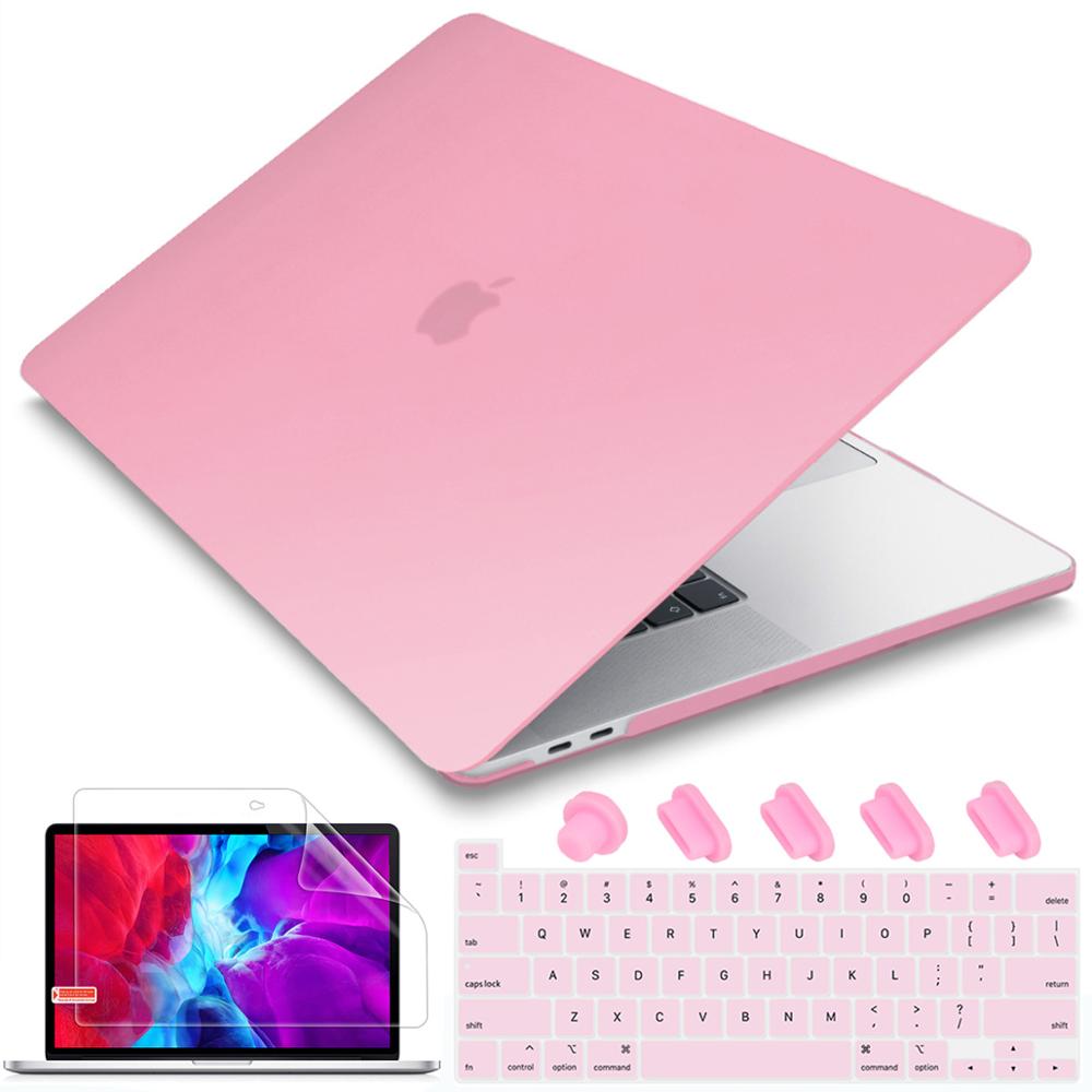 Screen protector Keyboard cover Hard Shell Case for Macbook Pro 16 inch with Touch Bar A2141: Matte Pink