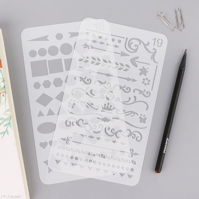 Plantilla de viñetas para diario, plantillas de plástico, diario, diario, álbum de recortes, papelería escolar, suministros de oficina, bricolaje, 20 Uds.