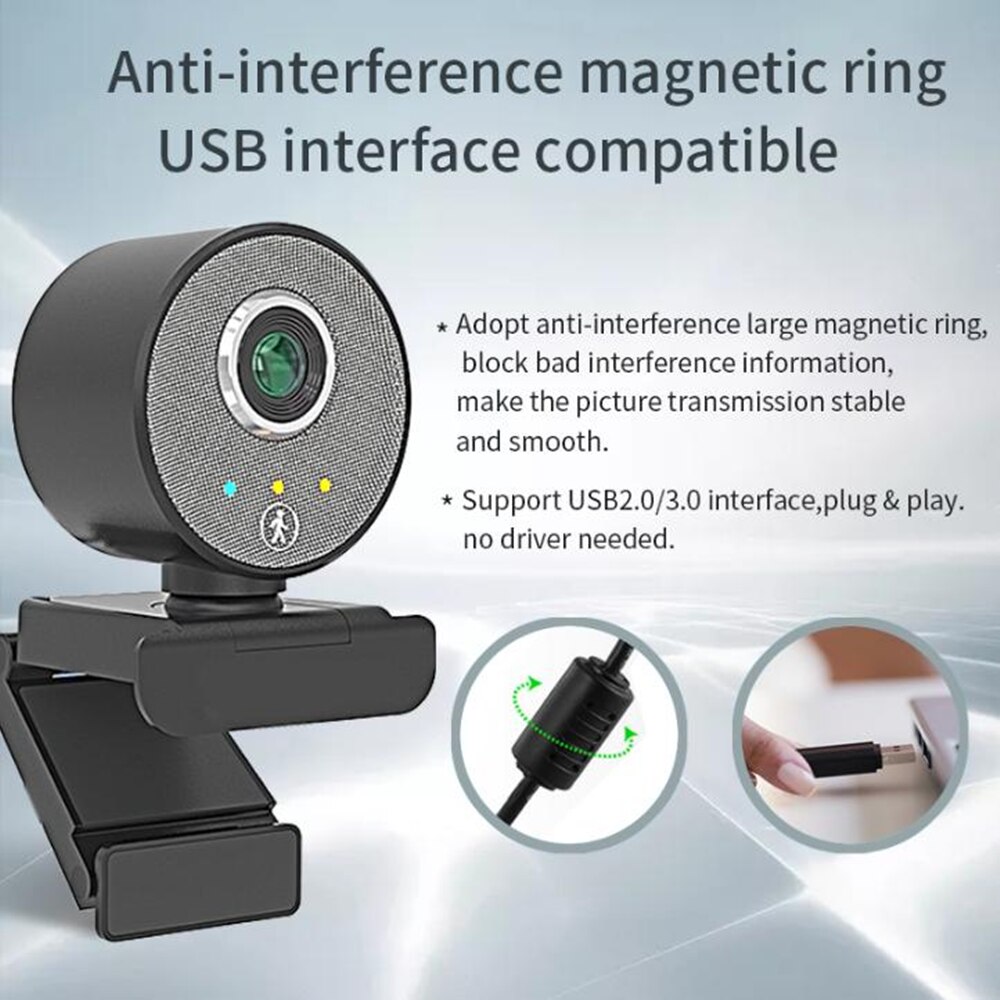 Auto-foco completo da webcam de usb de rastreamento automático humanóide de ia com microfone para computador portátil 1080p webcam para o jogo online da conferência do estudo