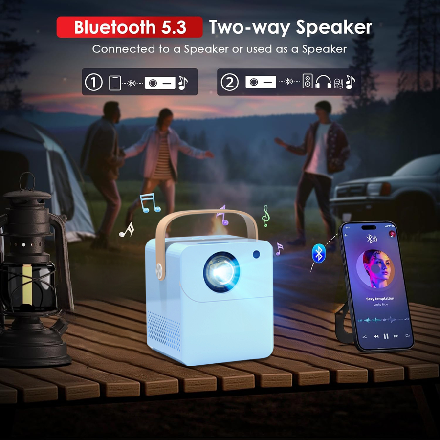 2025 Novo Projetor 4K Ultra HD, Sistema Android Construído, Conexão WiFi 5G para Projeção de Tela de Telefone, Compacto e Portátil, Su