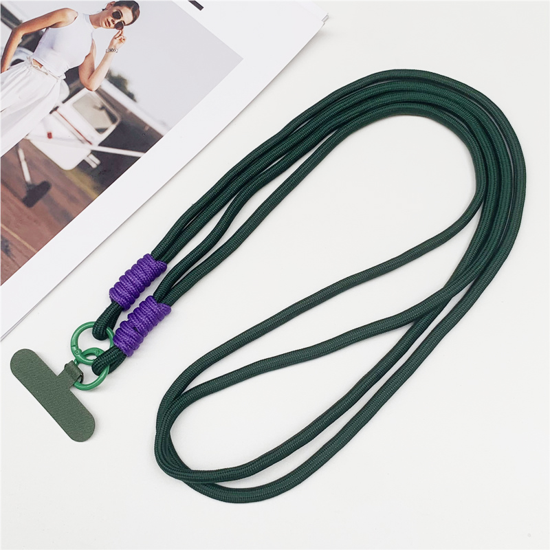120cm Double Rope Mobile Phone Lanyard Crossbody Phone Straps Neck Clip Cord Rope Twisted Backable Outdoor Anti-loss Phone Chain: Silver / Gray